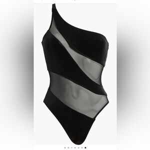 Norma Kamali Black Asymmetrical One-Piece Swimsuit